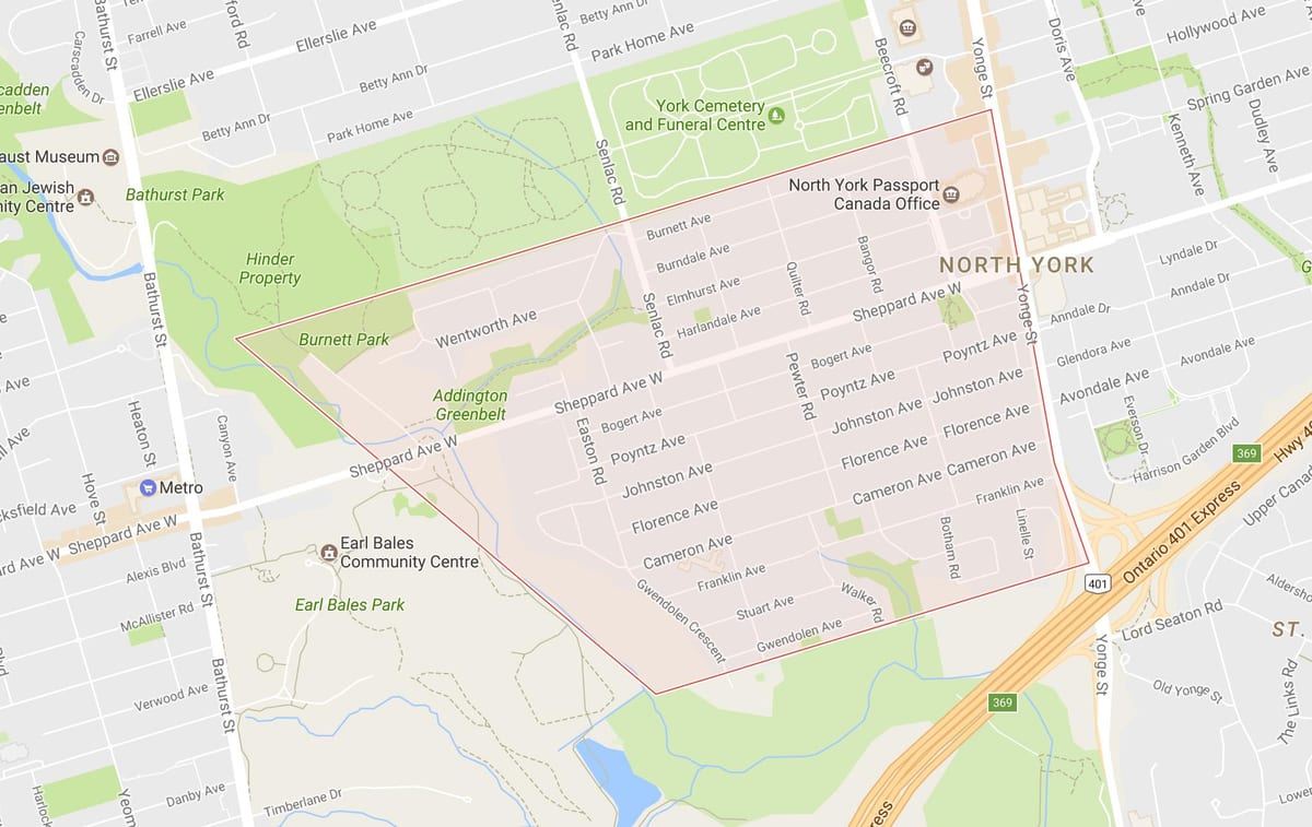 Karta Lansing području Toronto