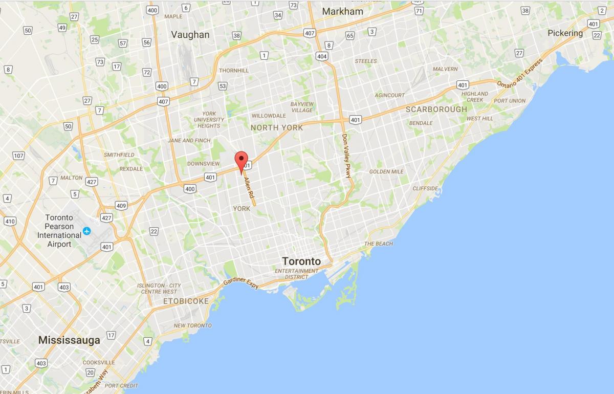Karta visine Lawrence području Toronto