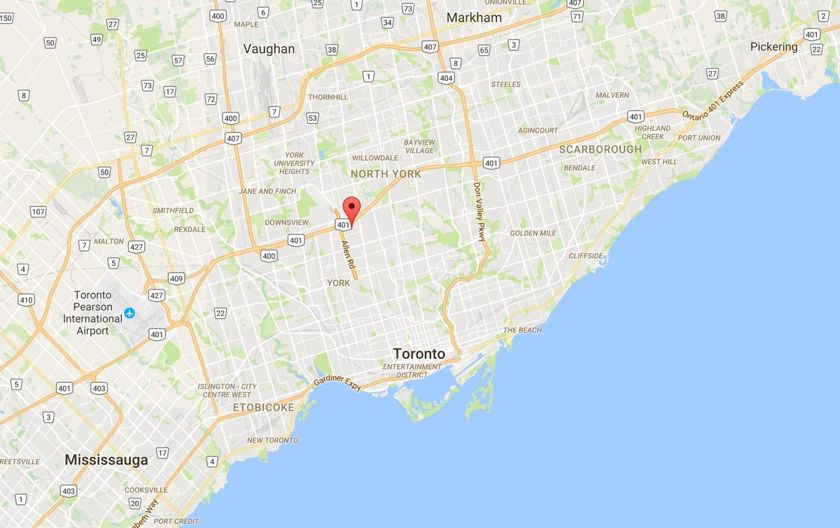 Karta Lawrence Manor području Toronto