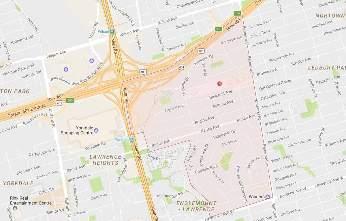 Karta Lawrence području dvorac Toronto