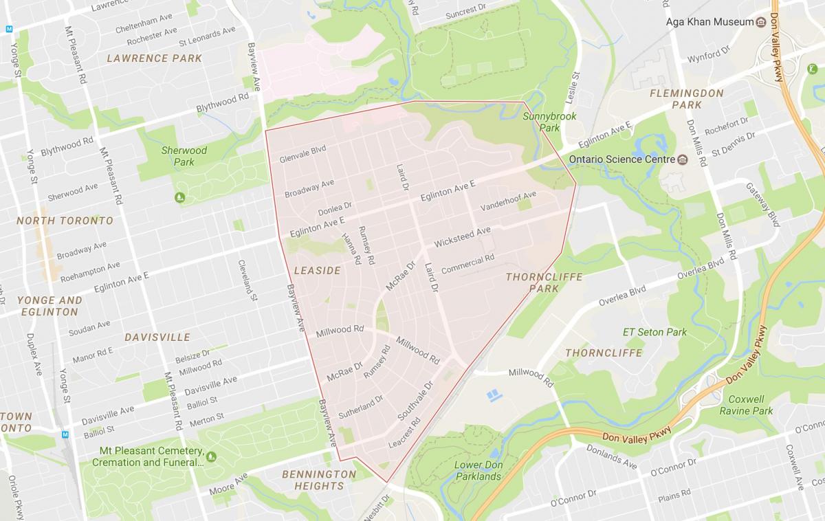 Karta Leaside području Toronto
