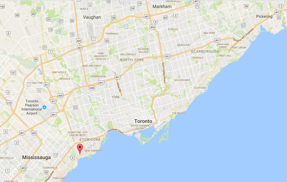Karta Long Branch području Toronto