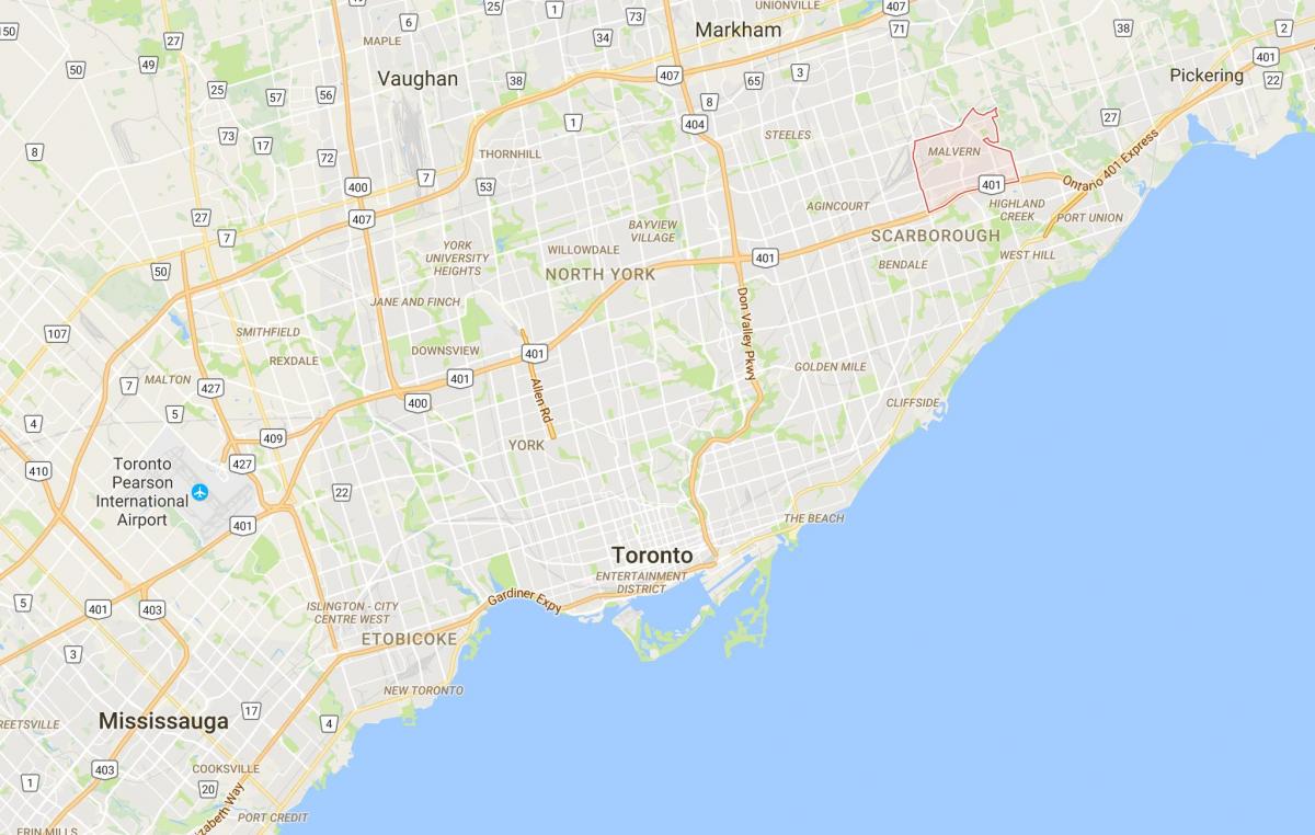 Karta Malvern području Toronto