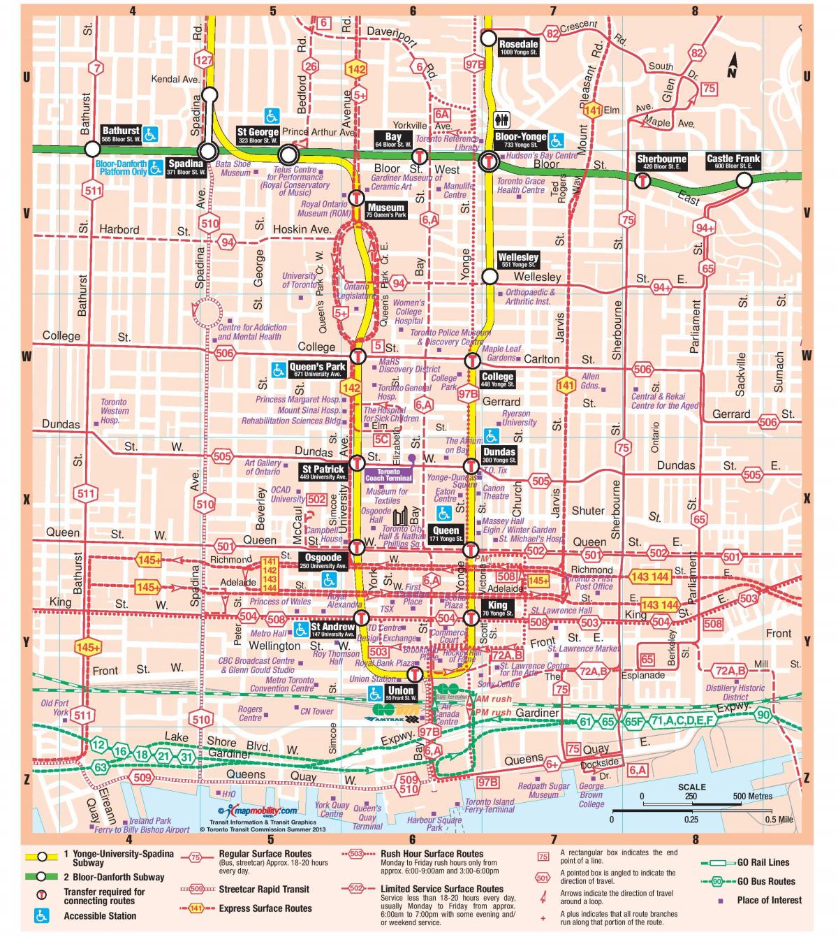 Karta metro downtown Toronto