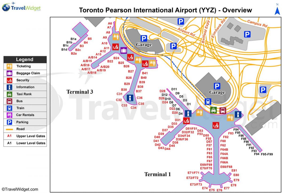 Karta Toronto-Međunarodna zračna luka Pearson 