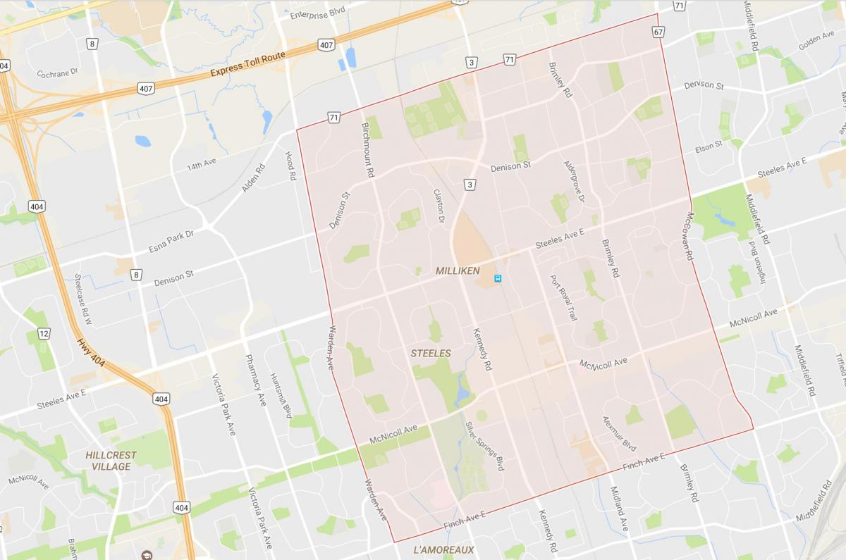 Karta Millikan području Toronto