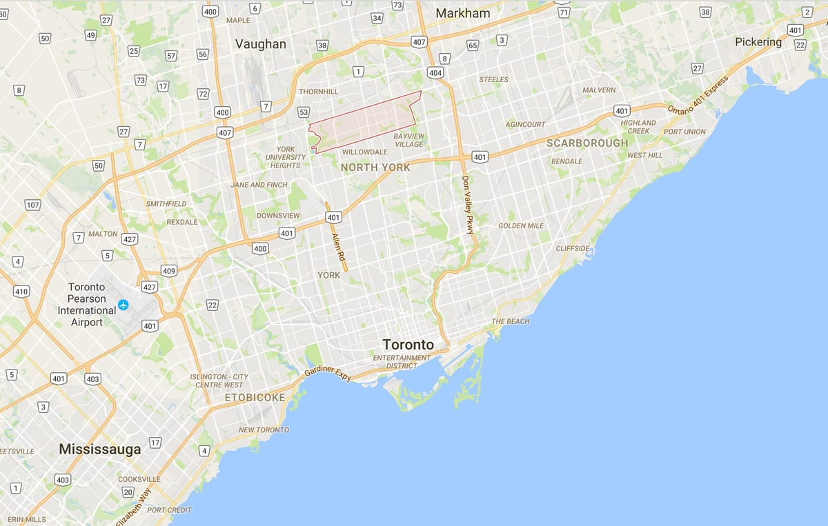 Karta Newtonbrook području Toronto