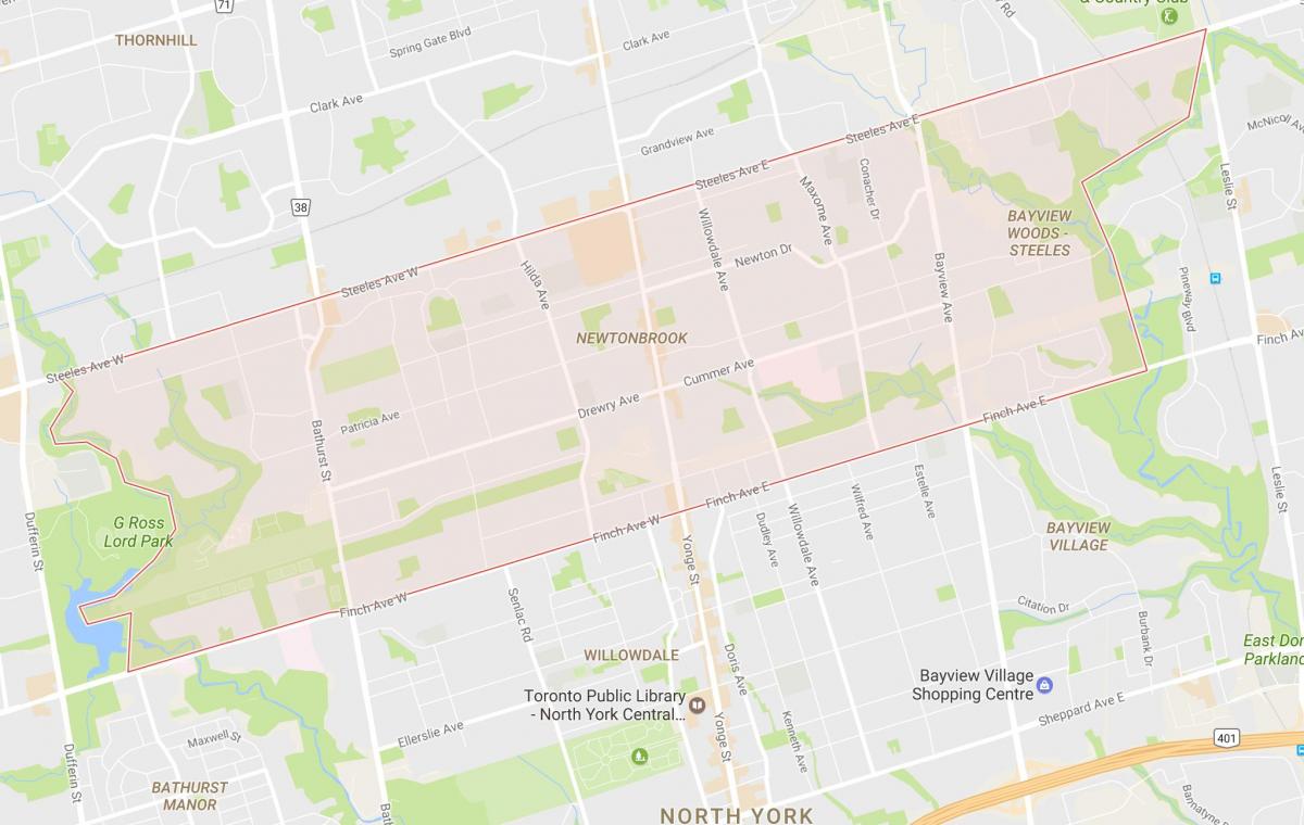 Karta Newtonbrook području Toronto