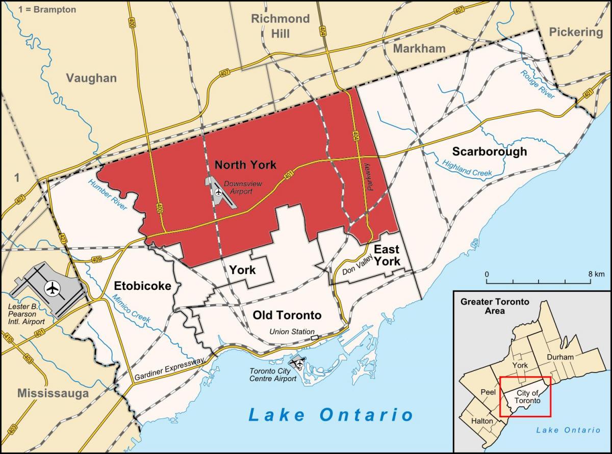 Karta North York-Toronto