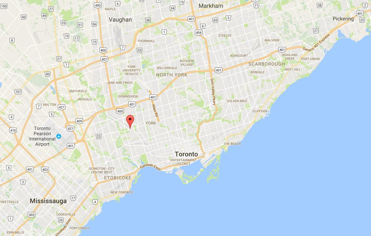 Karta Gora Dennis području Toronto