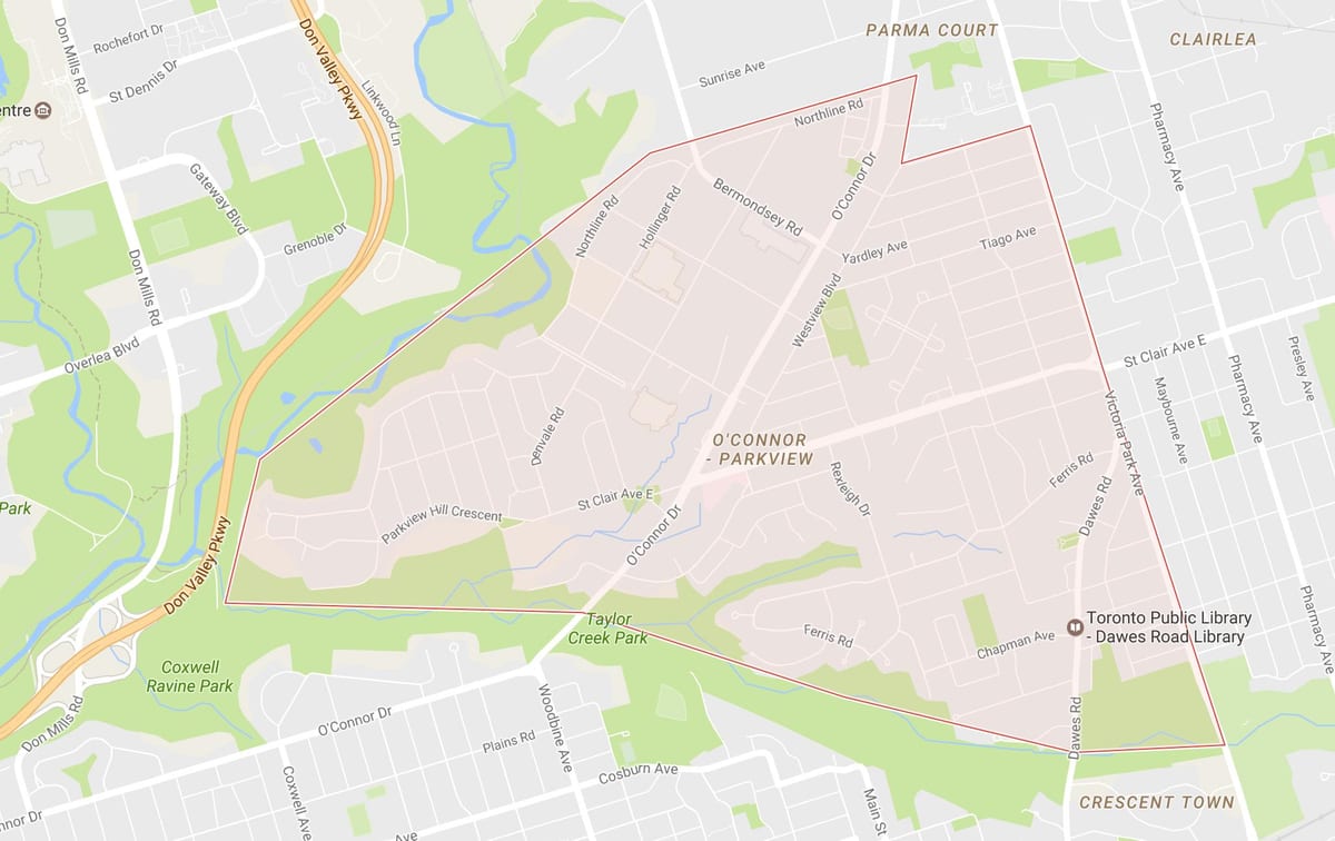 Kartica O ' Connor–Parkview području Toronto