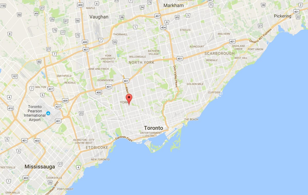 Karta Dubrava–Vaughan području Toronto