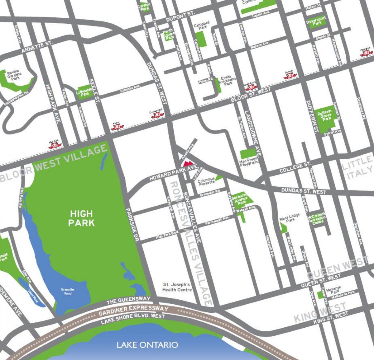 Karta parka visoke pregled Toronto 