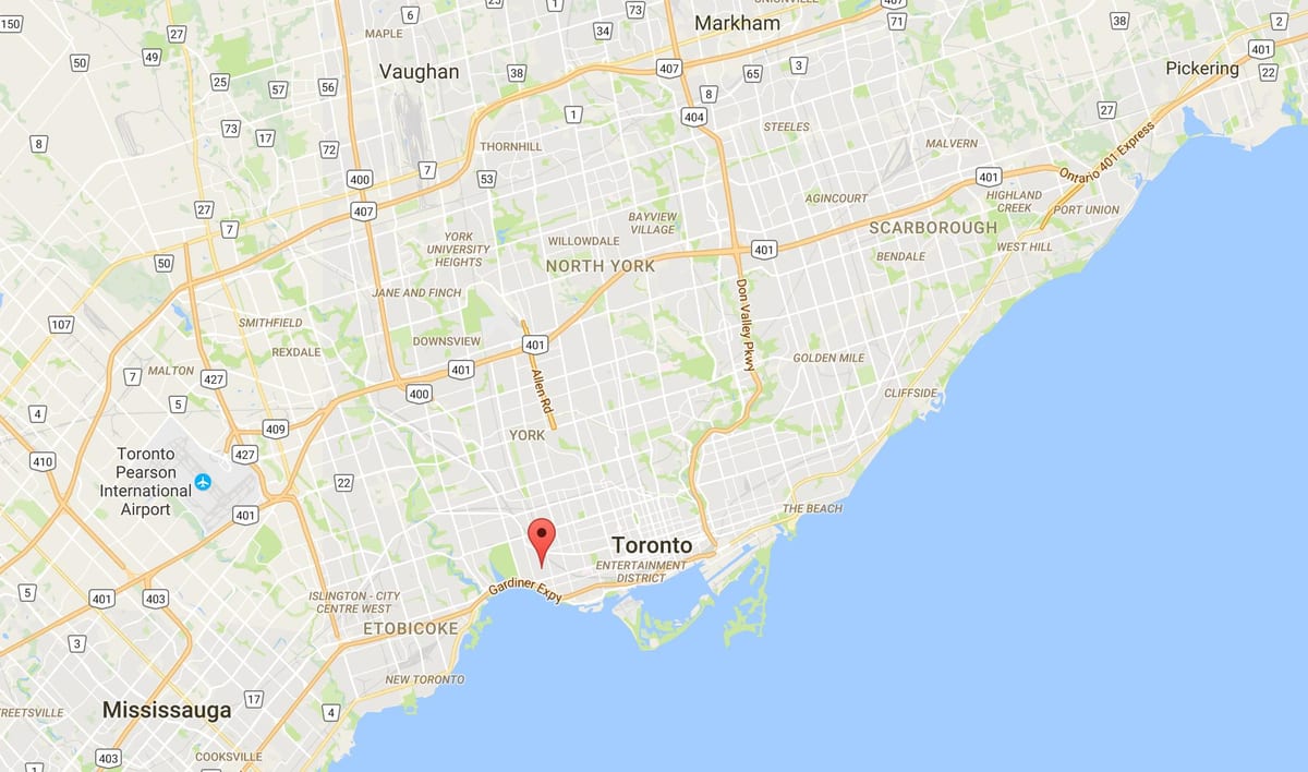 Karta Parkdale području Toronto