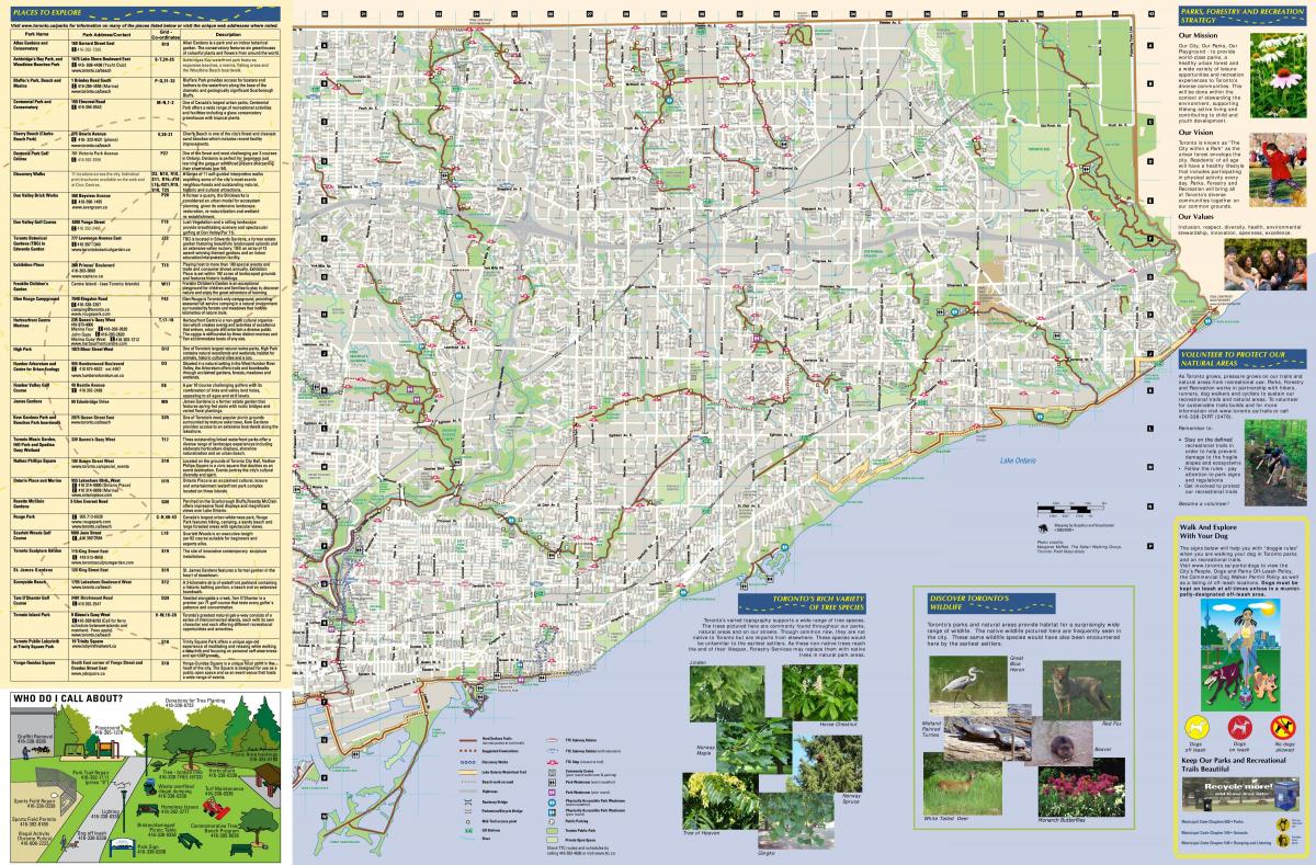 Karta parkova i pješačkih staza na Istoku Toronto