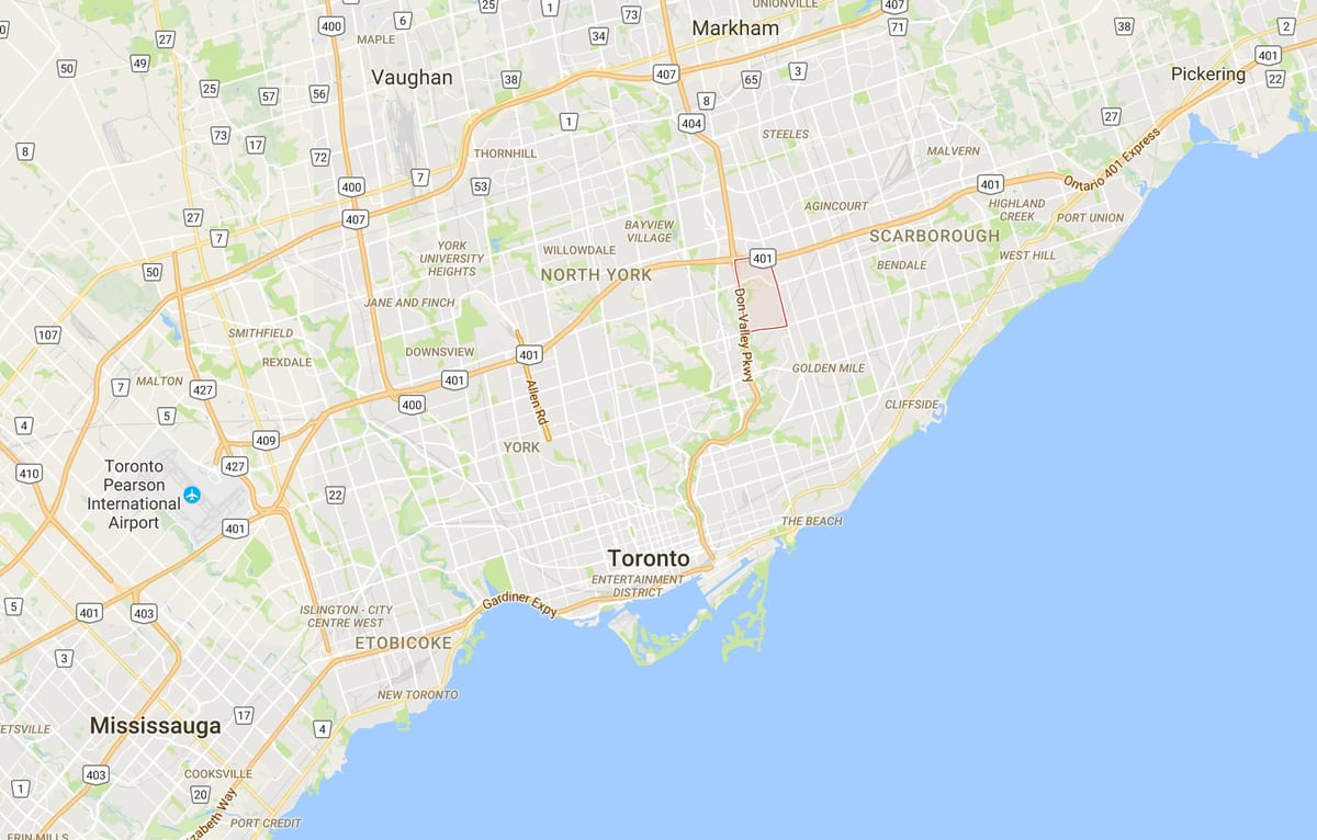 Karta Parkwoods području Toronto
