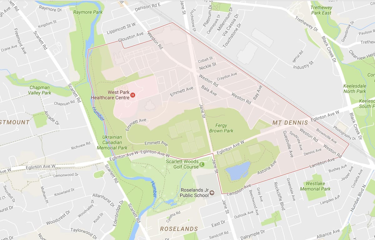 Karta Gora Dennis području Toronto