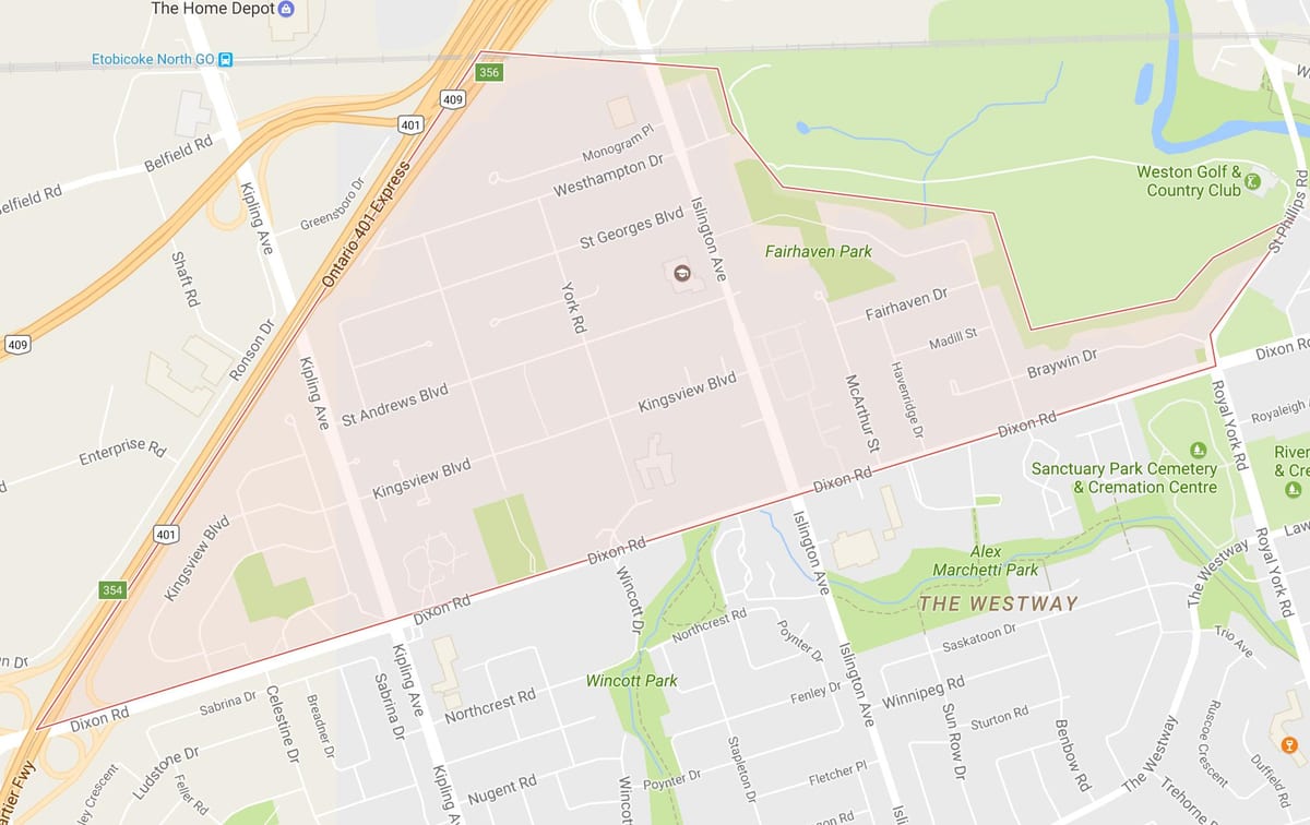 Karta područja naselja području Toronto