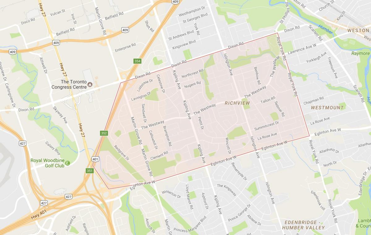 Karta lokacija području Toronto