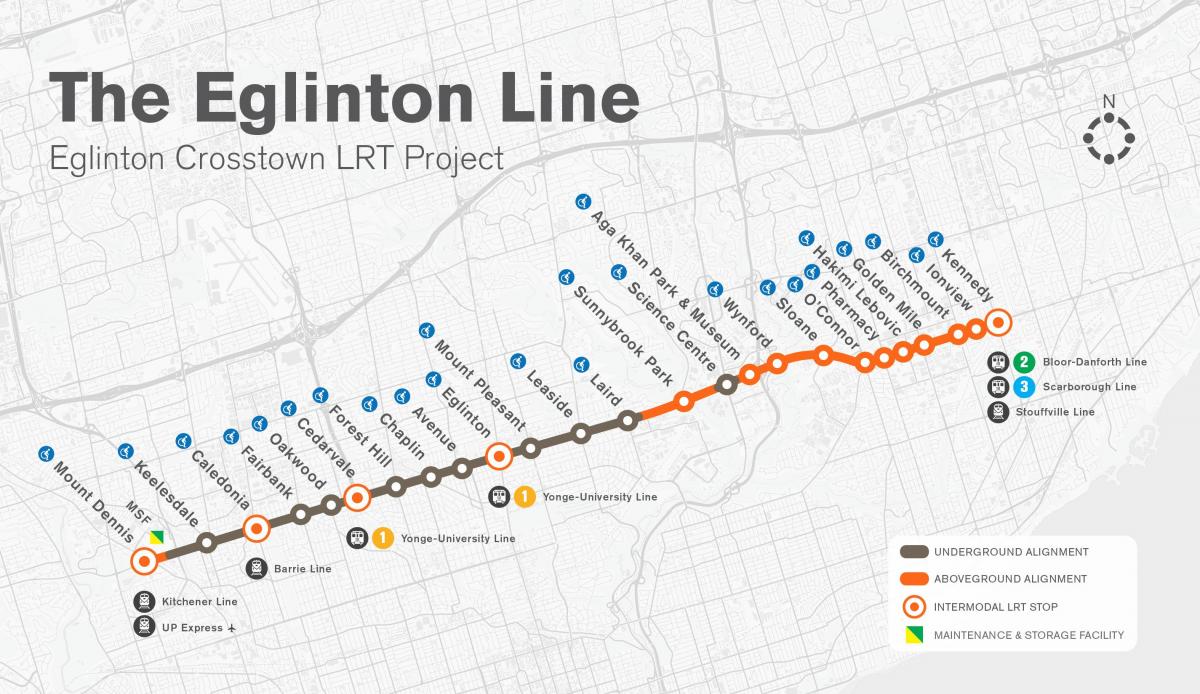 Karta za metro Toronto projekta Эглинтон linije 