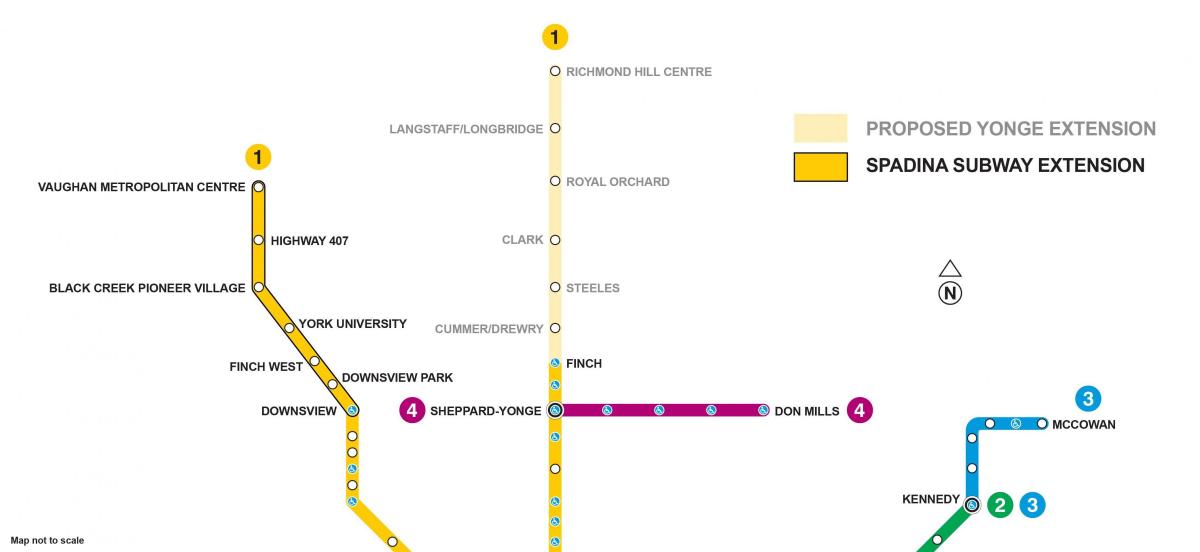 Karta Toronto proširenje podzemne željeznice 