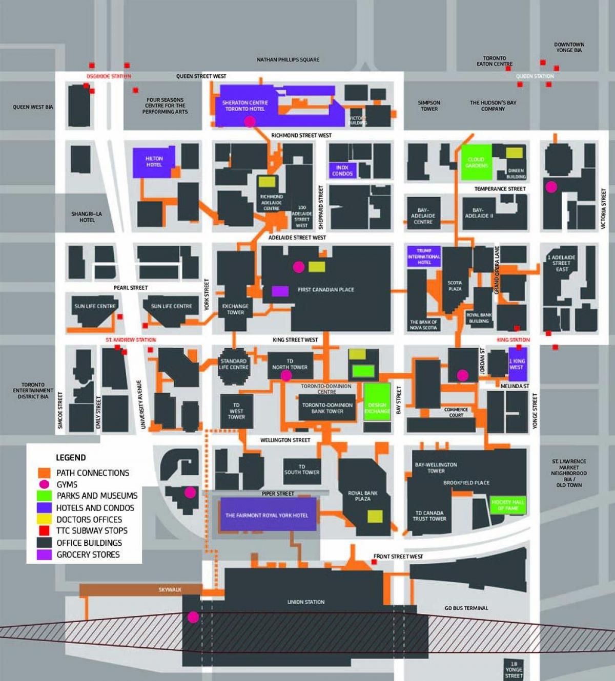 Karta staze pješačkoj stazi u Torontu 