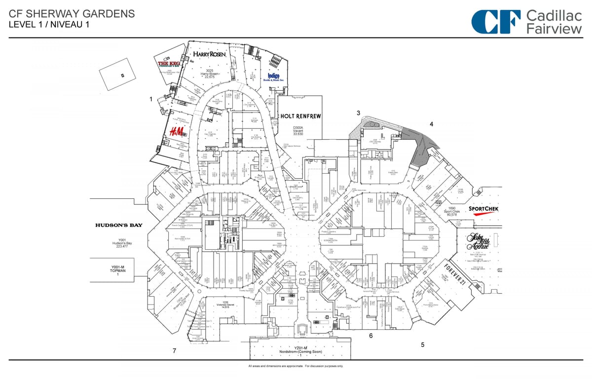 Karta razine Sherway gardens 1