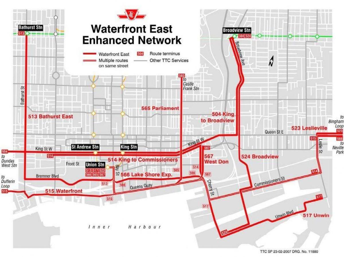 Karta ležišta Istoku napredne mrežne Toronto