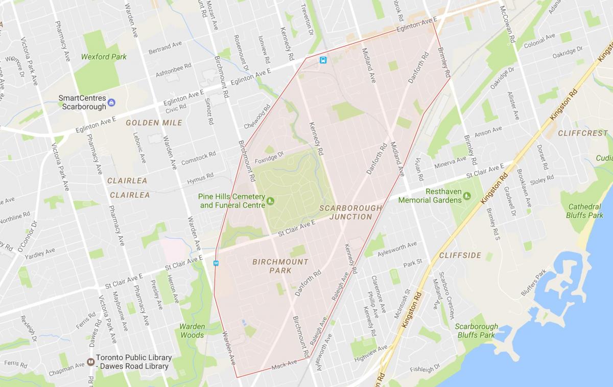 Karta Scarborough Spoj području Toronto