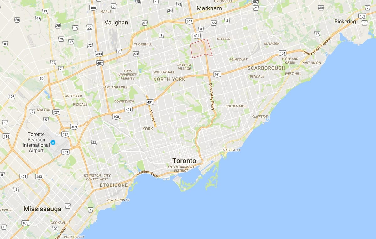 Karta Хиллкрест području Toronto