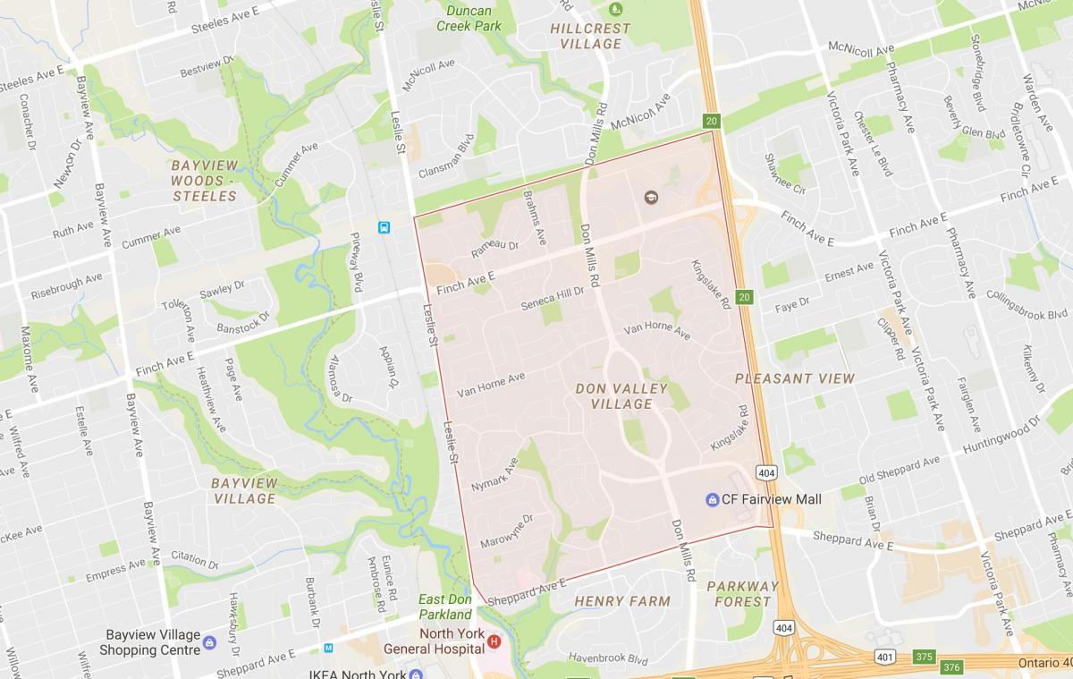 Karta Don Valley Village području Toronto
