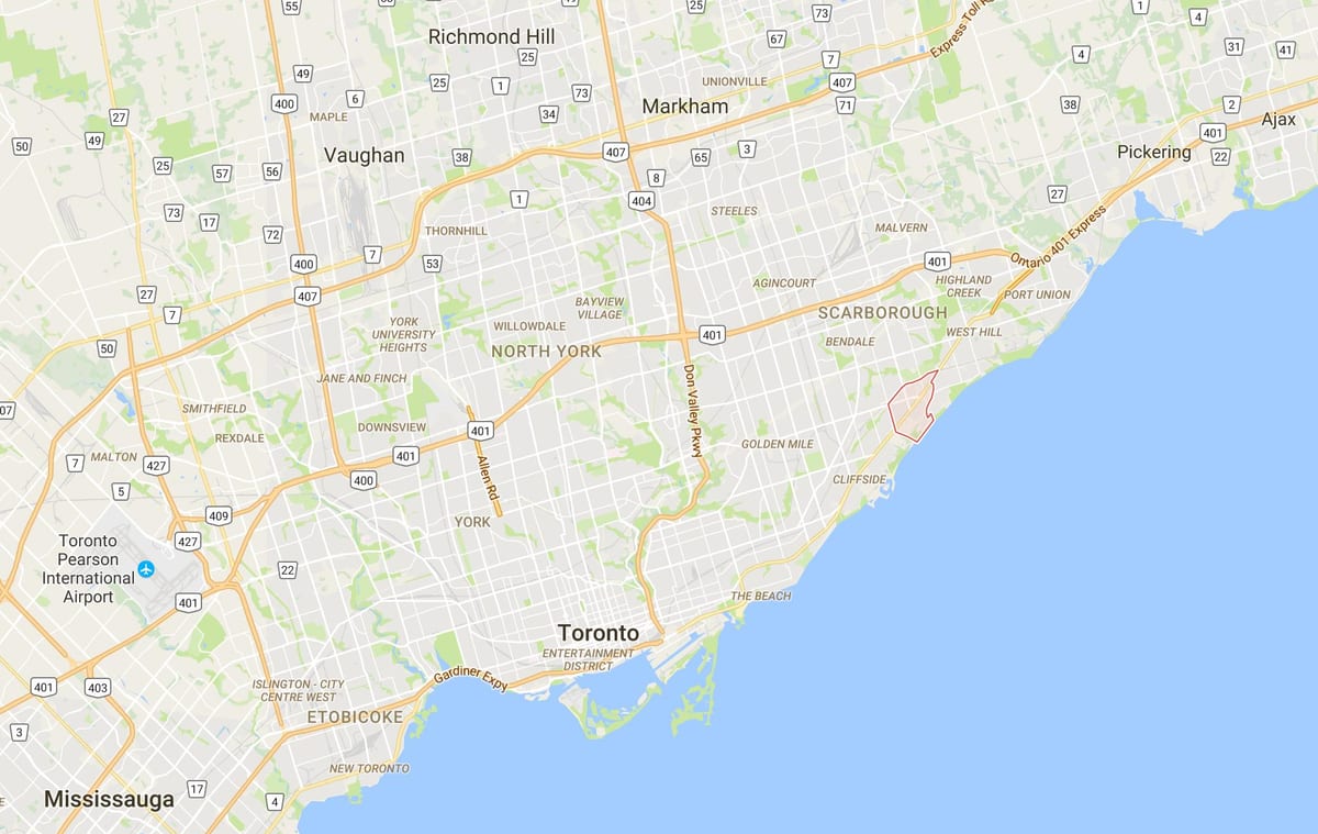 Karta Scarborough području Toronto