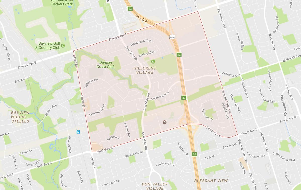 Karta Хиллкрест području Toronto