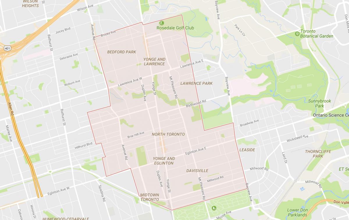 Karta Sjevernog predgrađa Toronta