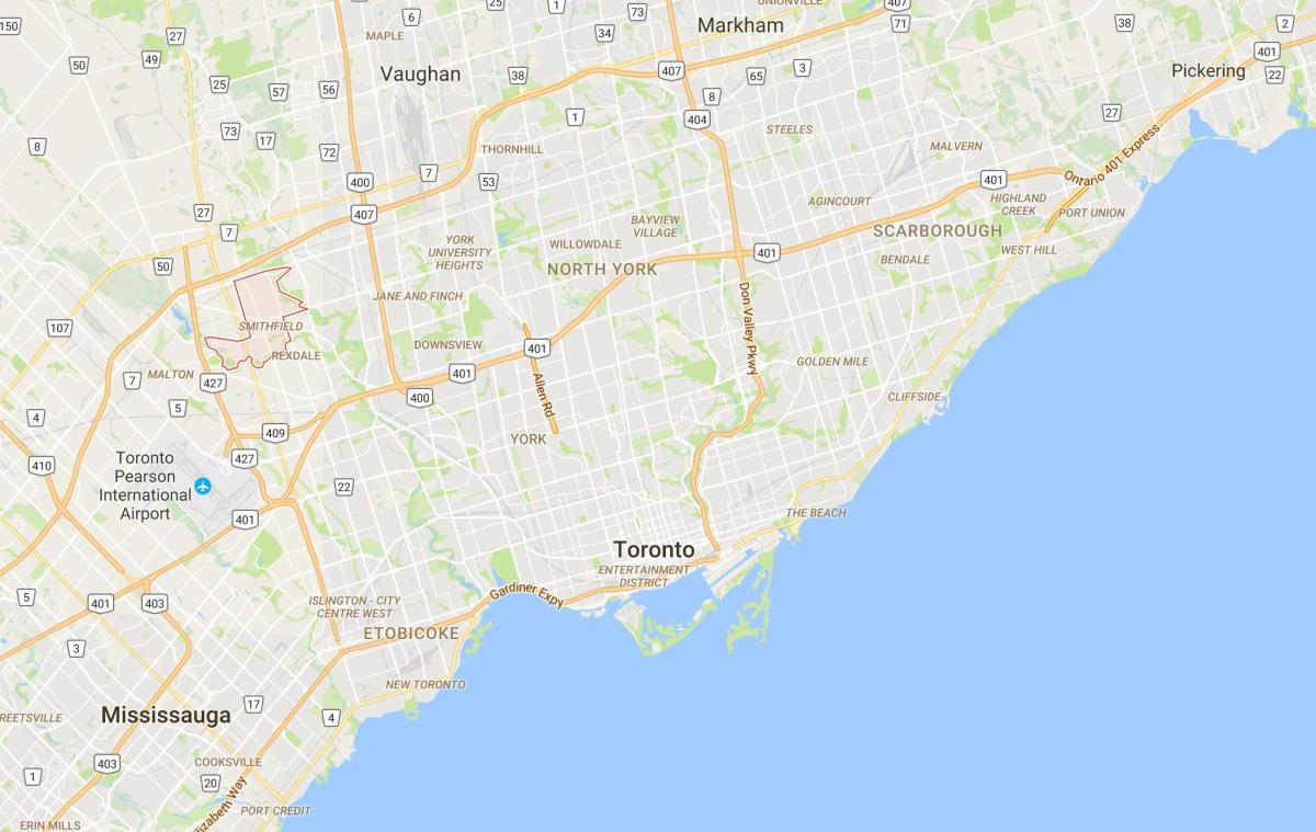 Karta Smithfielddistrict Toronto