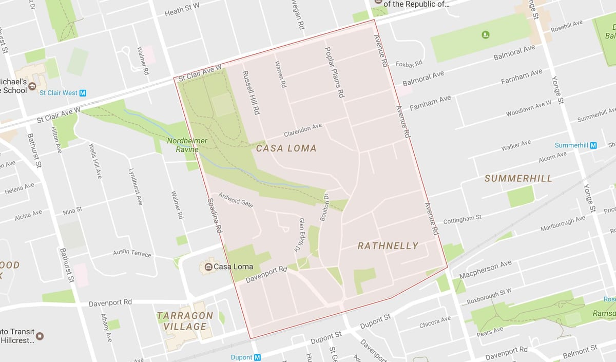 Karta Južne Brdo području Toronto