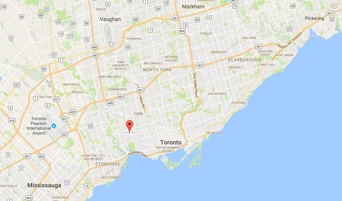 Karta raskrižja području Toronto