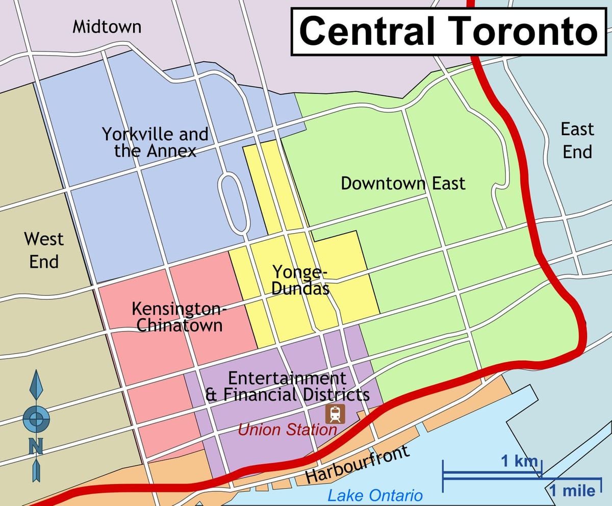 Karta centra u Torontu
