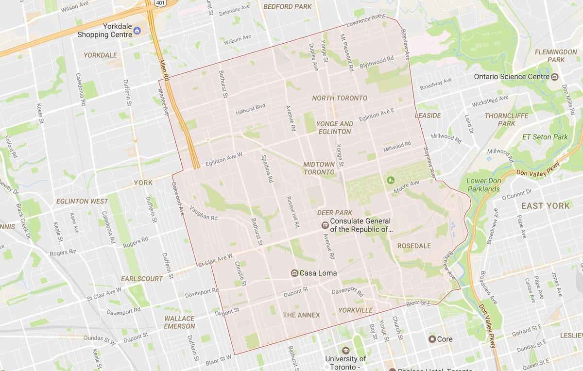 Karta okolice Мидтауне Toronto