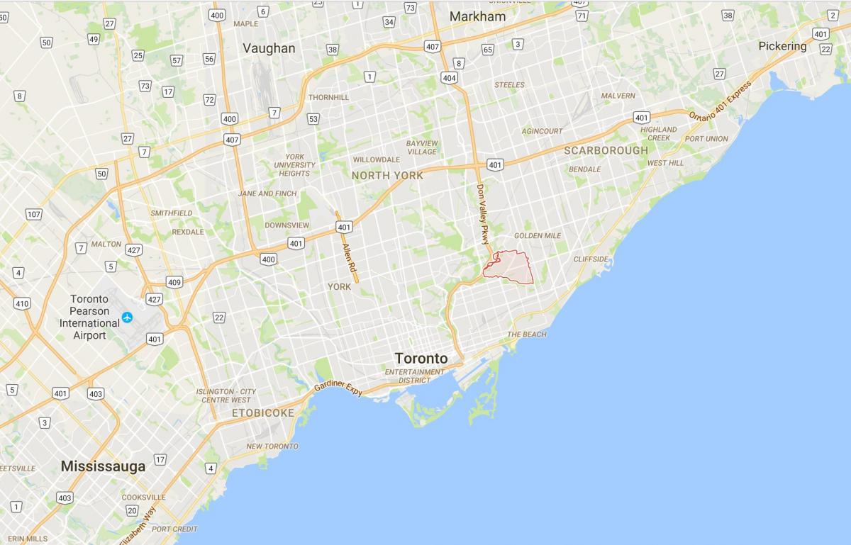 Karta uzda područje put Toronto