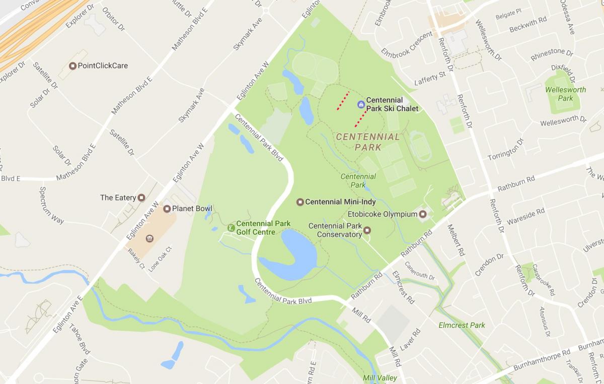 Karta Park centennial području Toronto