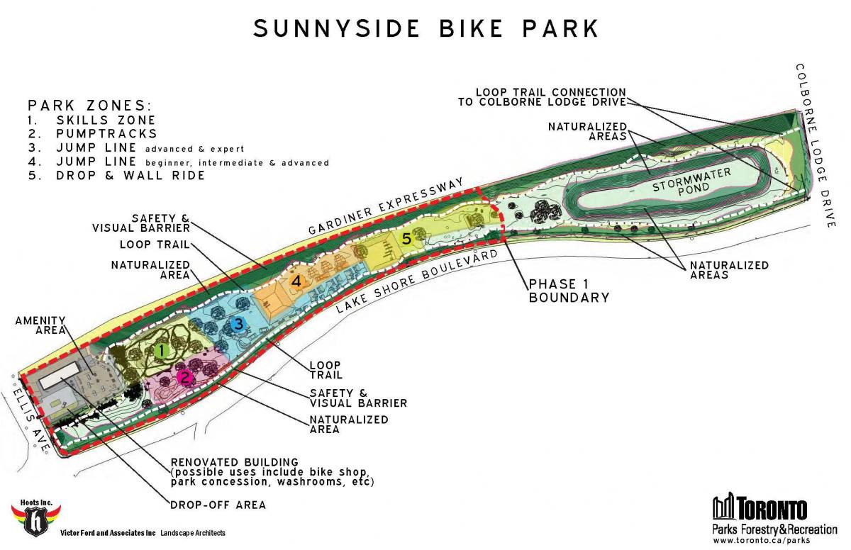 Karta Sunnyside bike parku u Torontu