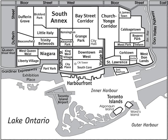 Karta okruga Južna kernel Toronto