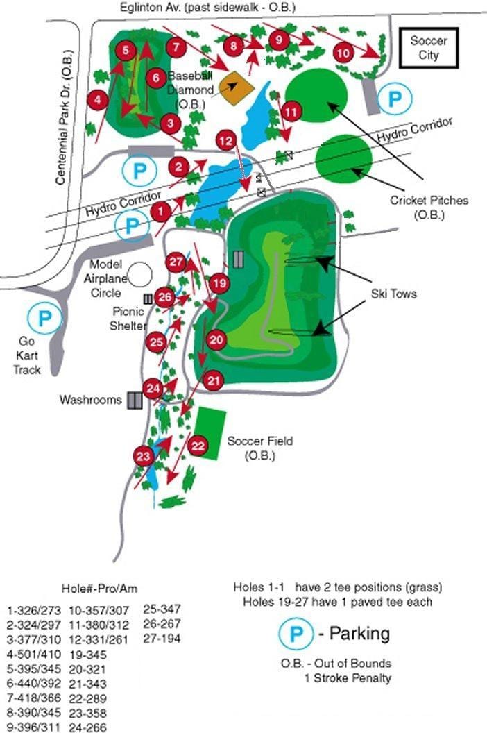 Karta tečajevi Centennial Park golf-Torontu