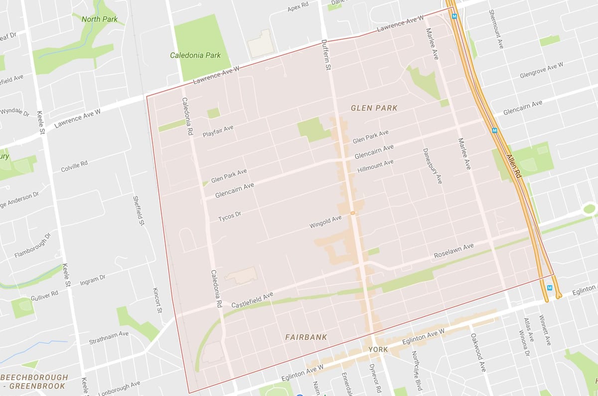 Karta Bryar-Hill–četvrti Belgravia, Toronto