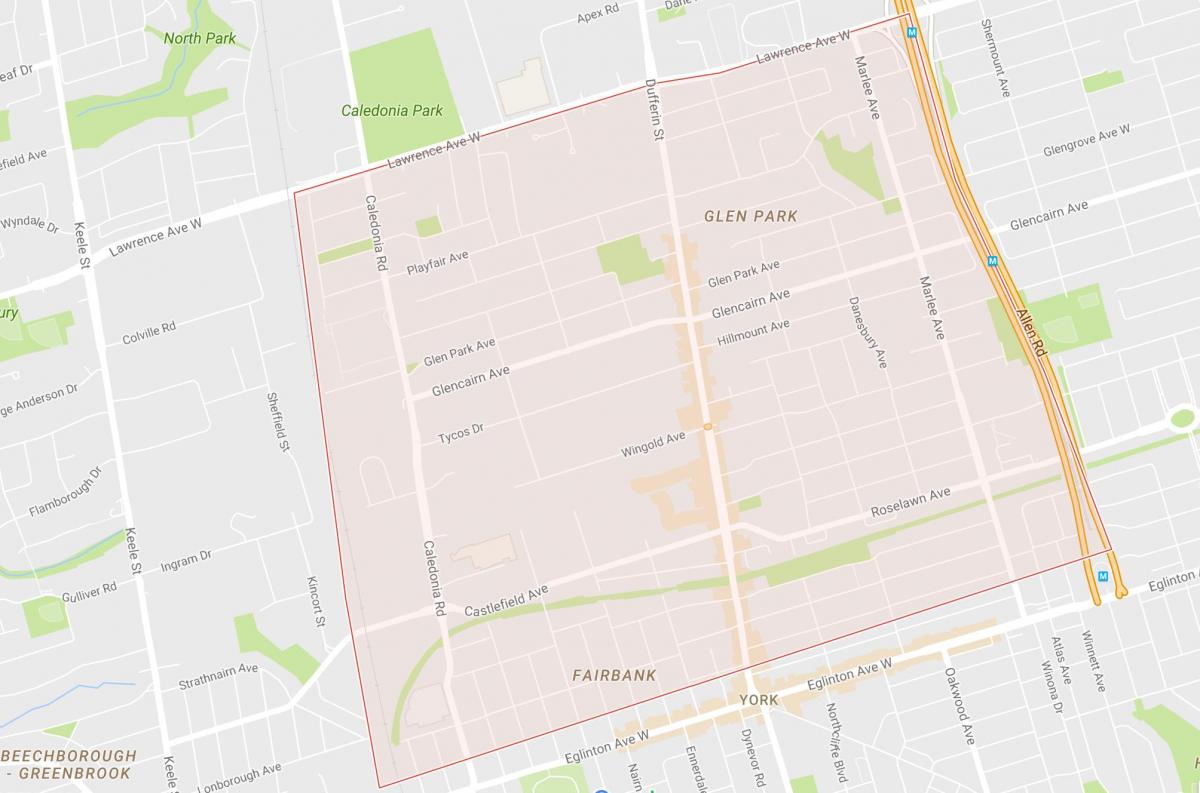 Karta Bryar-Hill–četvrti Belgravia, Toronto