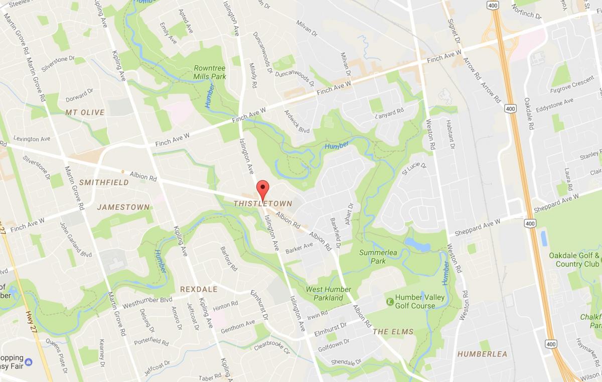 Karta Thistletownneighbourhood području Toronto