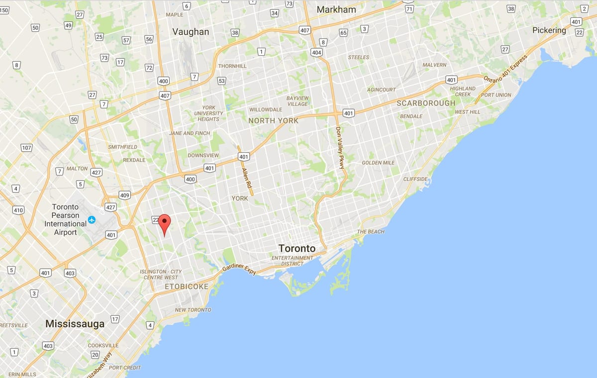 Karta Thorncrest području Toronto
