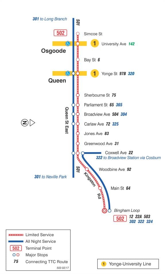 Karta tramvajsku liniju 502 downtowner može