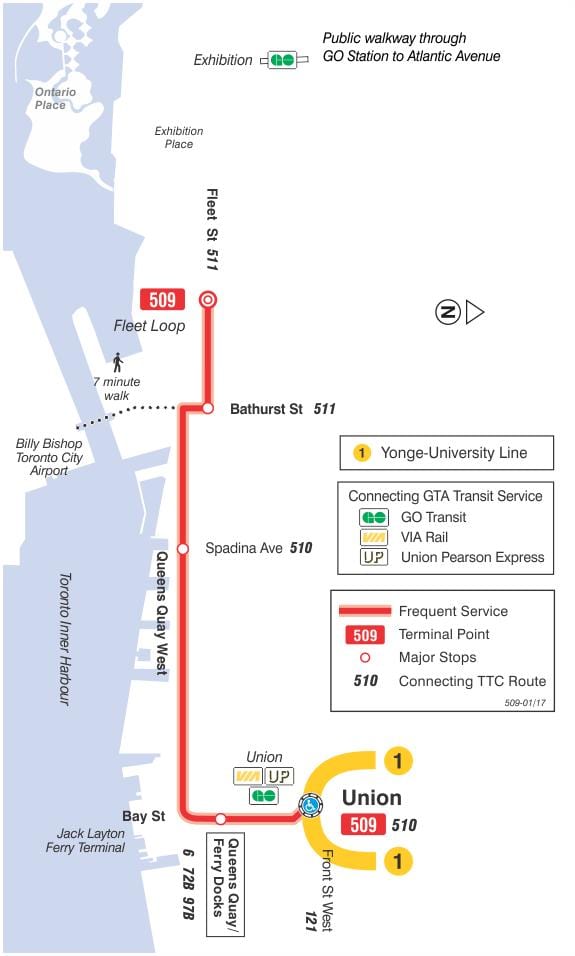 Karta tramvajsku liniju 509 Харборфронт